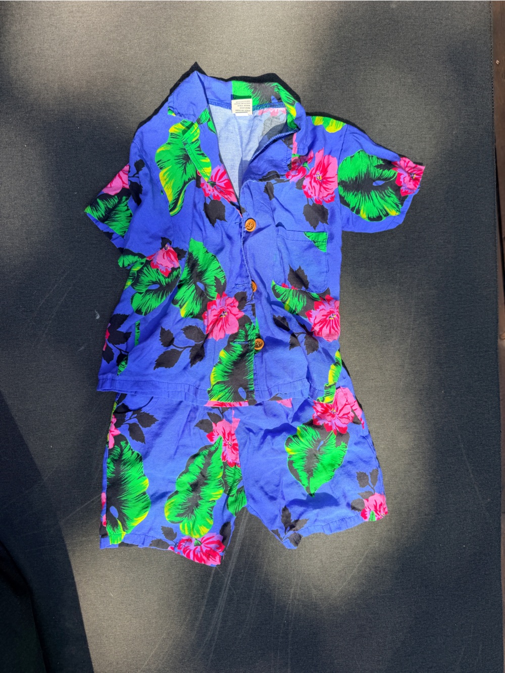 All Small Co Vibrant Blue Tropical Floral Flower Resort set